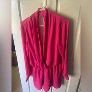 Hot Pink Plunging Bachelorette Romper